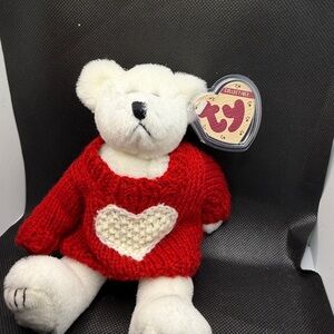 Ty Beanie Baby Nicholas Bear Red Sweater Heart Plush Valentine Collectible